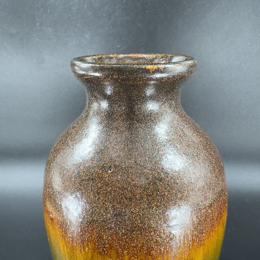 Bombay Ceramic Vase‎ Vessel With Shiny Crystalline Glaze Multicolor Pottery Vase